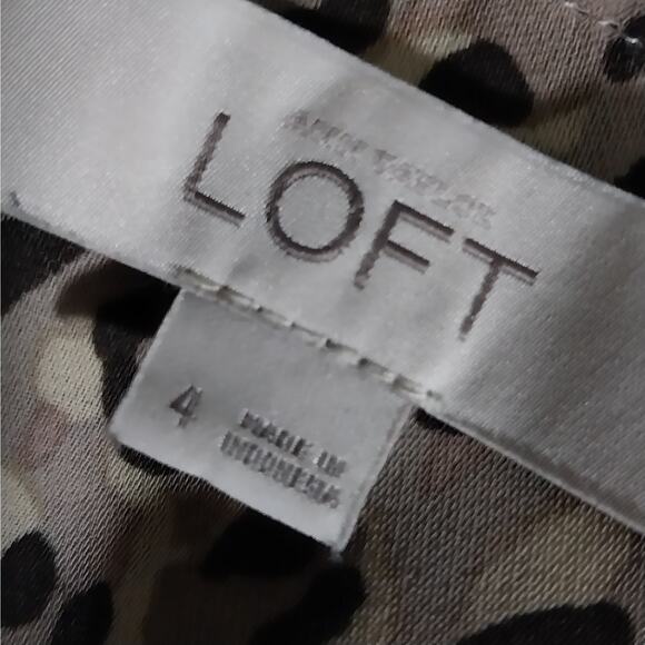 NWOT! ANN TAYLOR LOFT! BEIGE, CREAM, BROWN LEOPARD CHIFFON FLUTTERY DRESS! SZ 4 - Picture 9 of 11